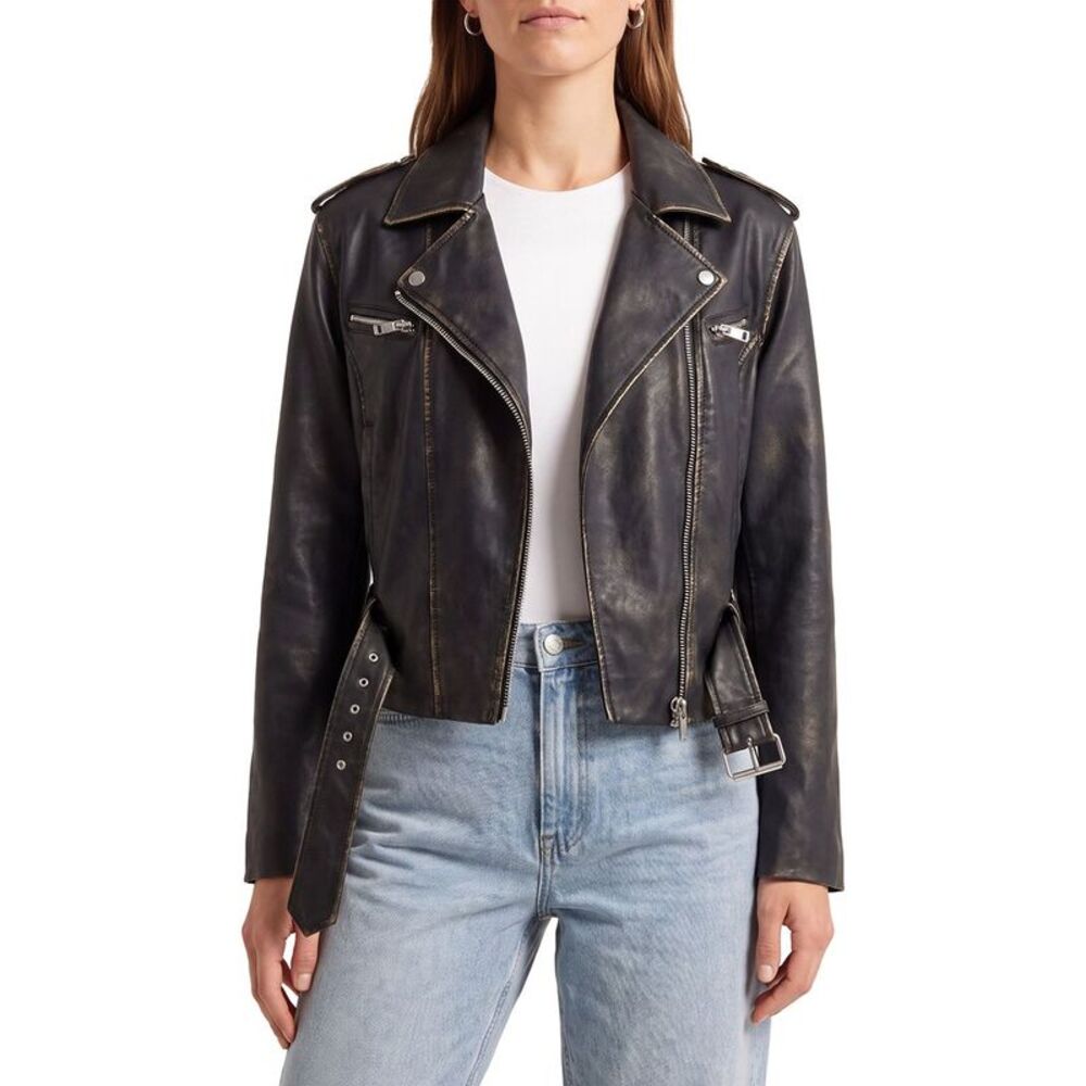 Avec Les Filles Womens  Oversized Cropped Jacket, Black